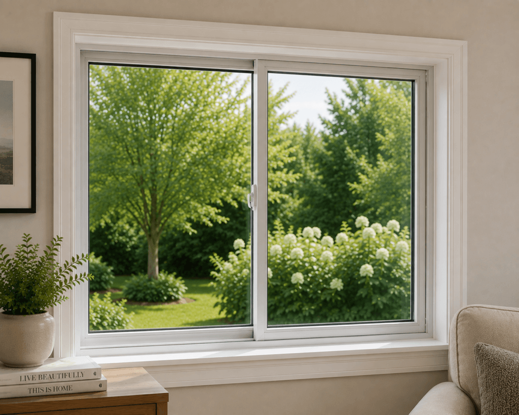 Horizontal sliding residential window with operable sash