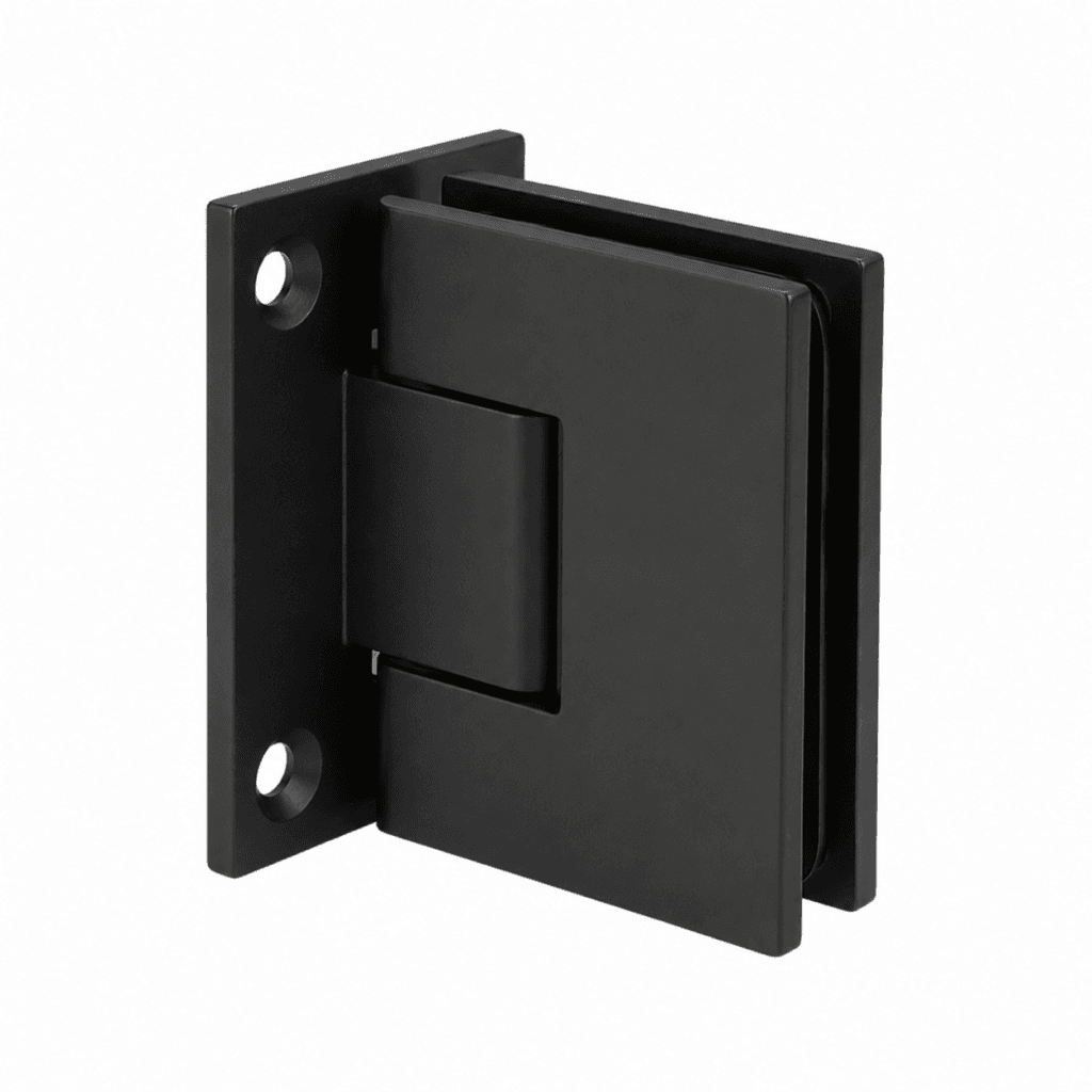 Matte black frameless shower door hinge for tempered glass enclosure