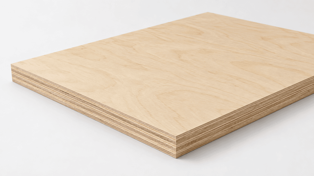 Birch plywood panel shown in perspective on a clean neutral background