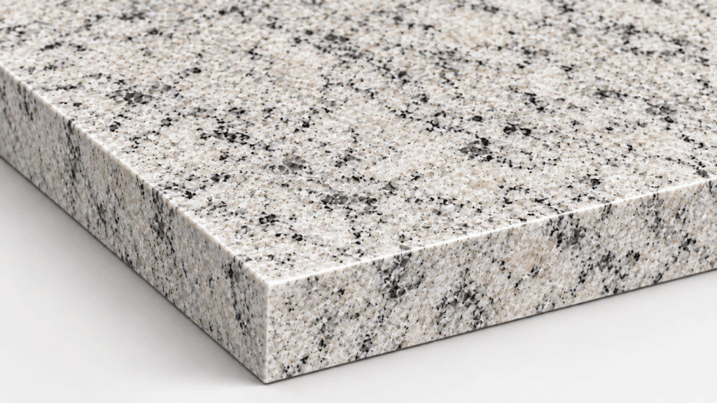 Speckled granite countertop slab corner sample